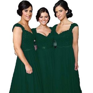 Dark Green Beaded Corset Bridesmaid Dress